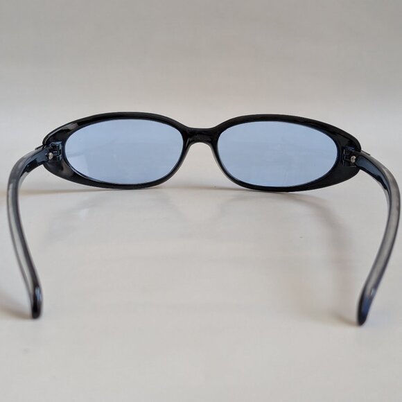 NWT Vintage 90's Plastic Rectangle Designer Sport Sunglasses (S. Crystal Blue) - Picture 4 of 5